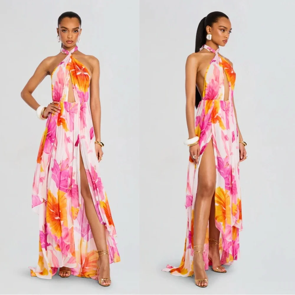 Retrofete Ina Chiffon Maxi Dress w Bodysuit Floral XXS - Picture 1 of 1